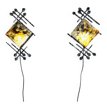 Brutalist Wall Lamps By Tom Ahlström And Hans Ehrlich For A + E Leuchte, Sweden Circa 1960S