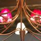 Italian chandelier 10 fires in patinated wrought iron burgundy and gold
