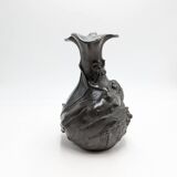 Pewter vase - art nouveau - nude woman j. garnier