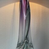 Large Purple Crystal Table Lamp, Signed by Vannes Le Chatel, France