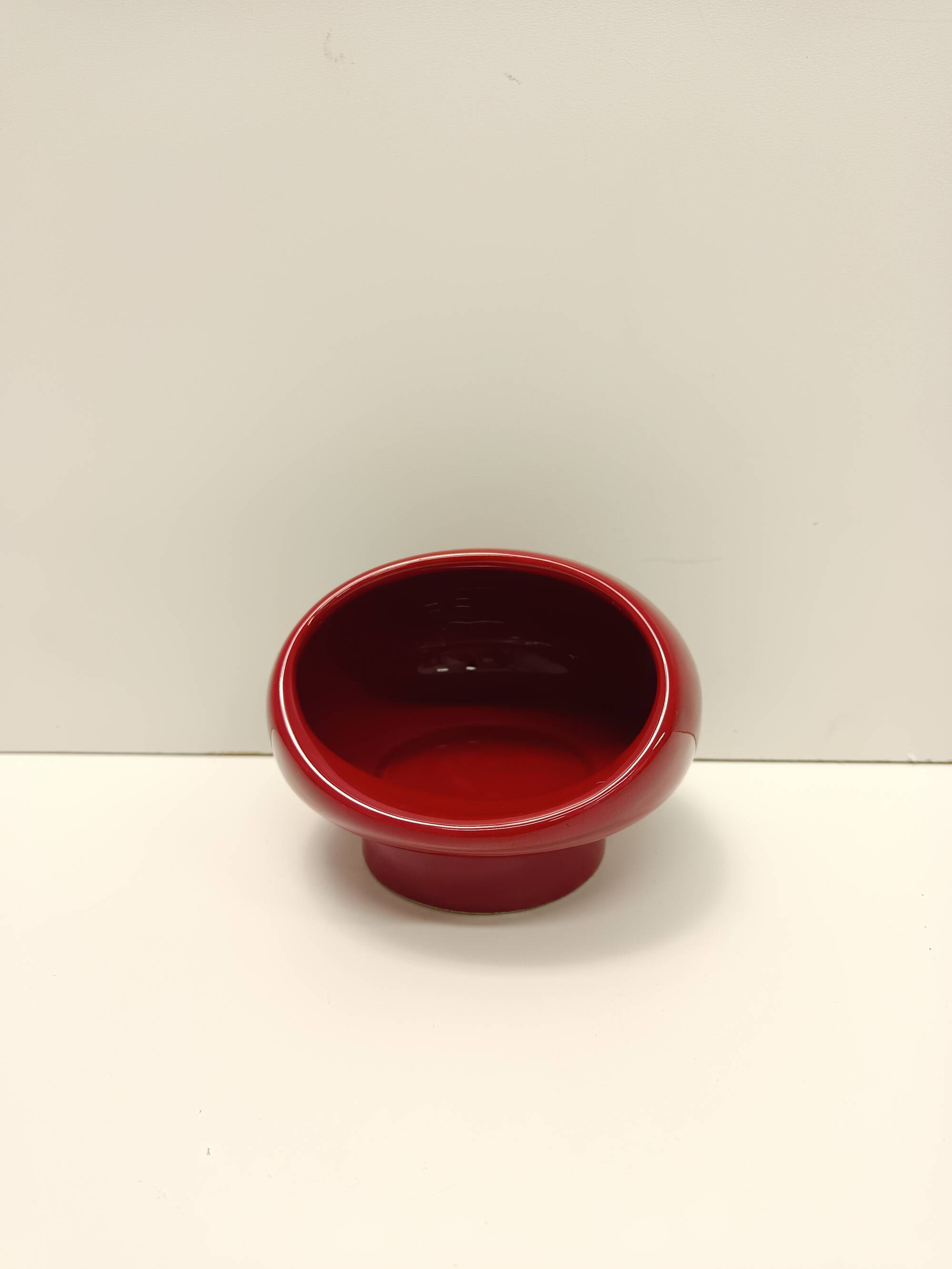 Vintage Spheric Red Glazed Ceramic Ashtray by Gabbianelli, Italy