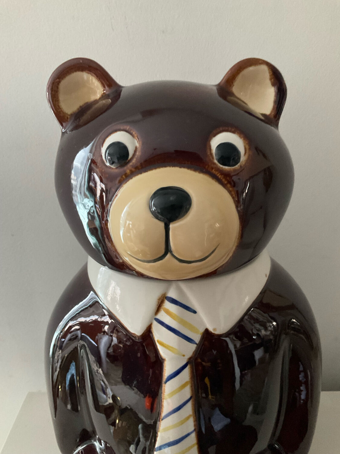 Vintage ceramic glazed bear biscuit jar