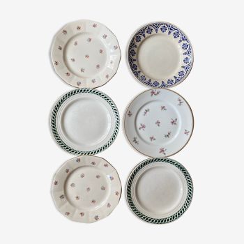 Old flat plates in green and blue.