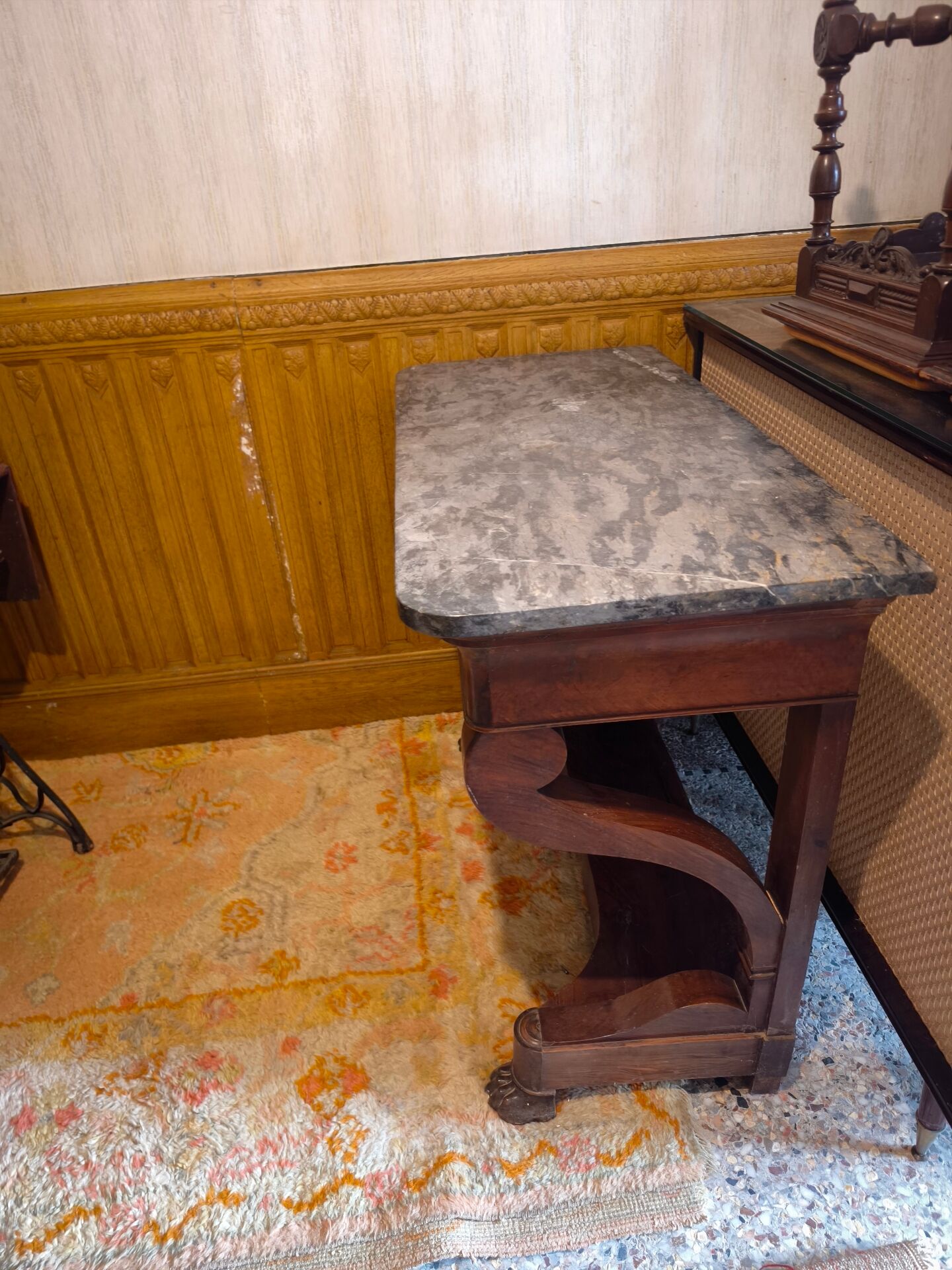 Beautiful Louis Philippe wood and marble console.