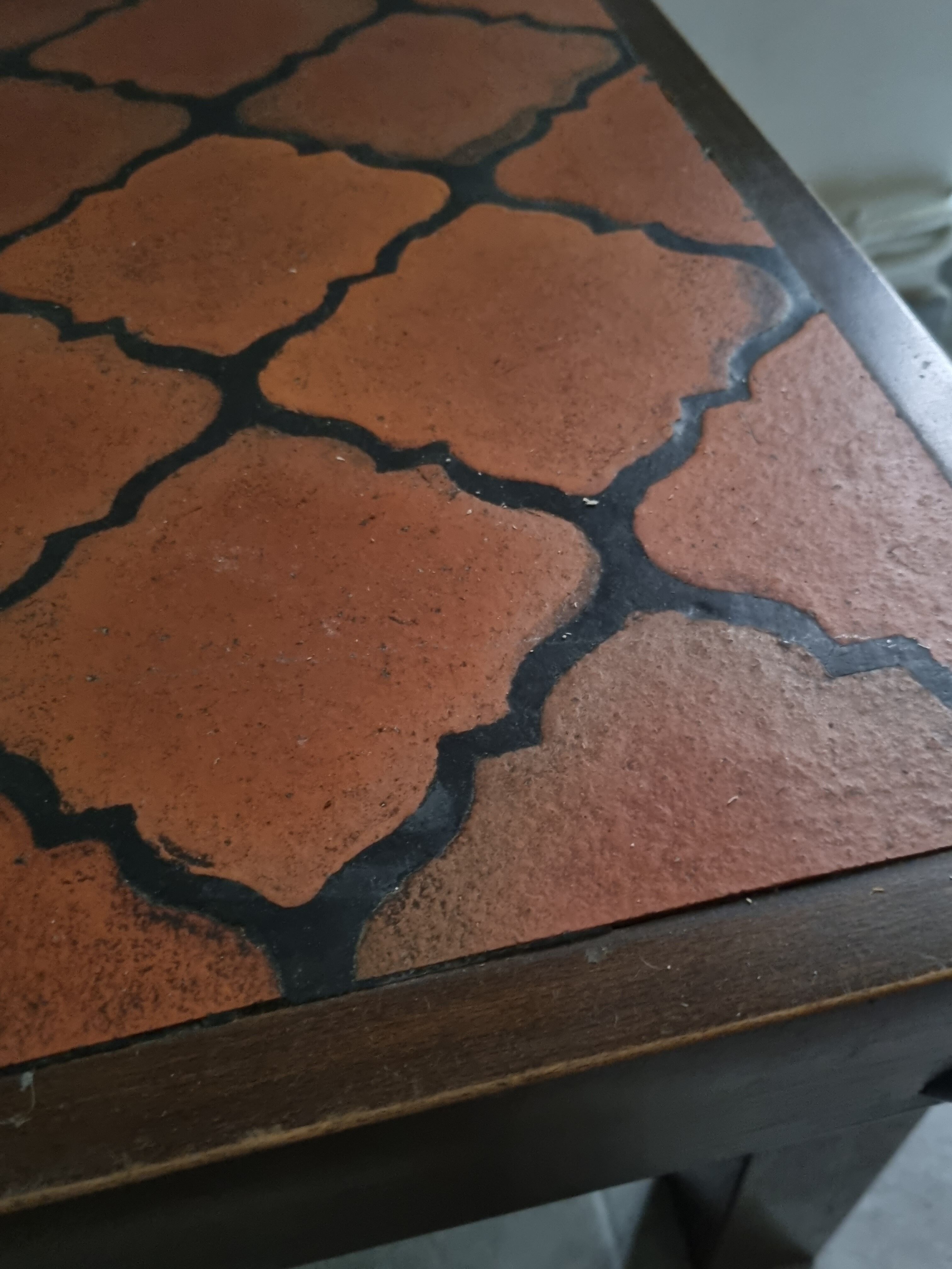 Solid wood coffee table and tiles