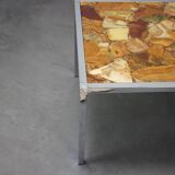 Mid-Century Resin and Stone Chrome Plated Coffee Table, 1970s, Germany