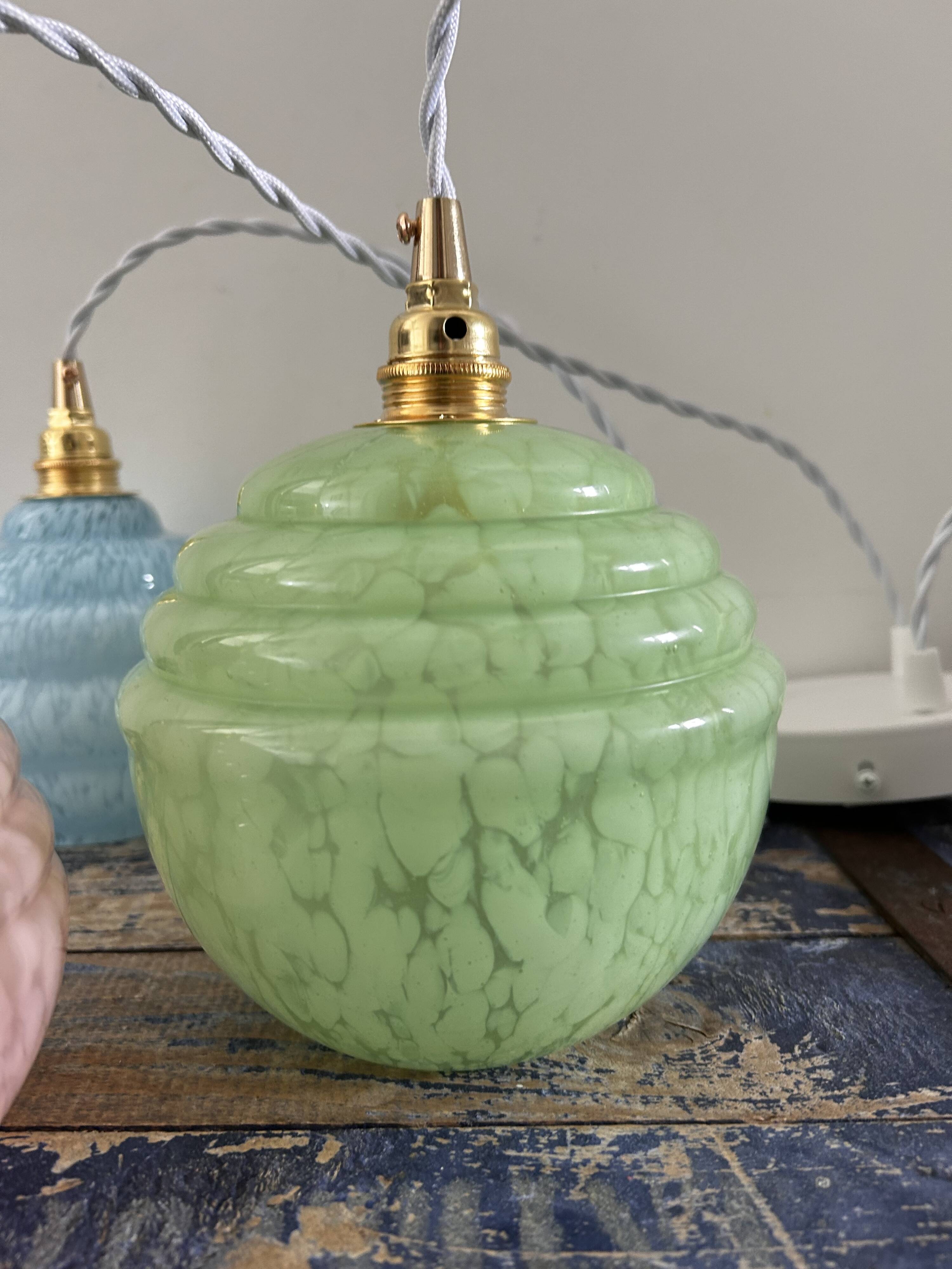 Art Deco triple globe waterfall pendant light