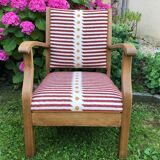 Restored oak and fabric armchair
