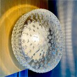 Pair round glass flush mount wall sconces