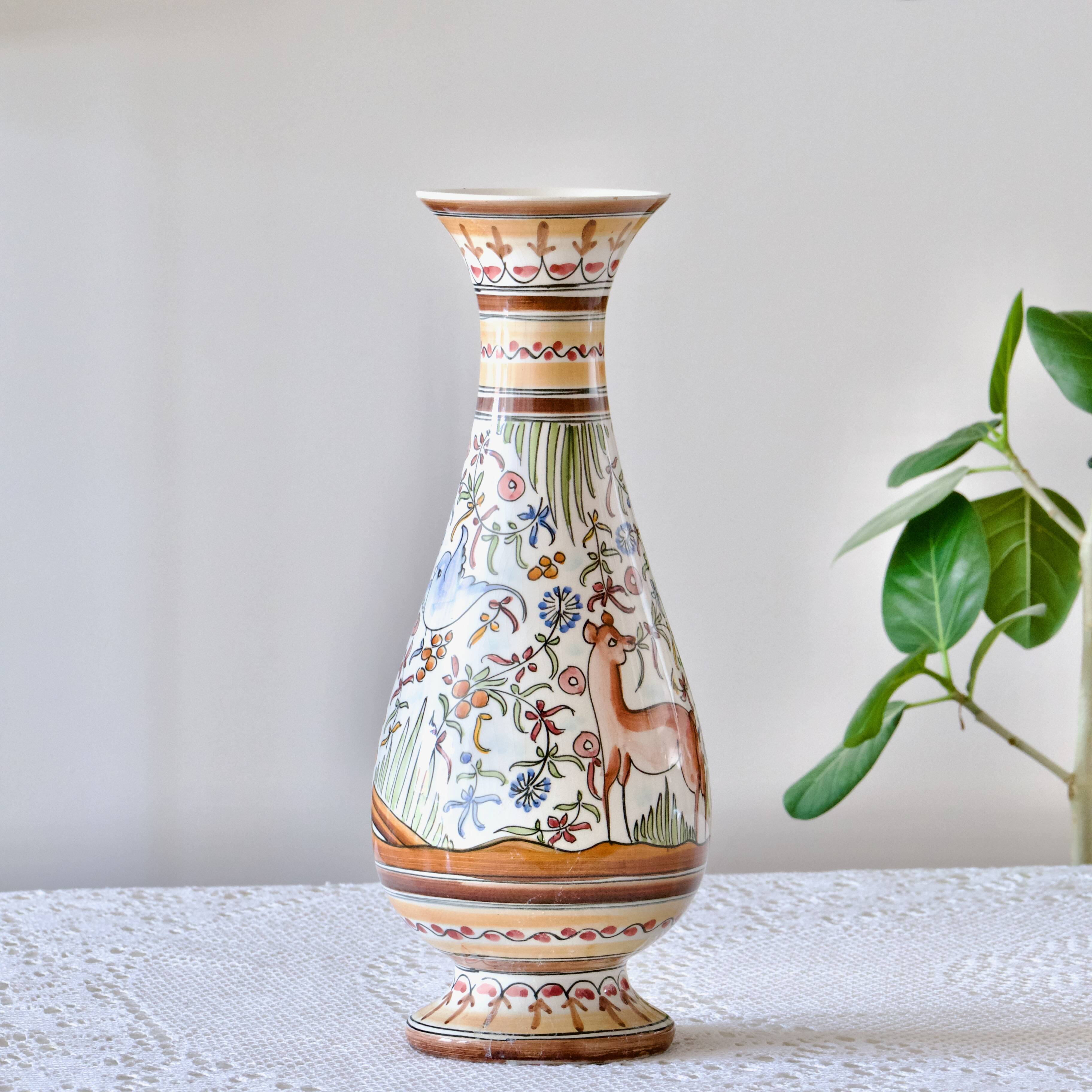Large hand-painted artisanal vase from Coimbra