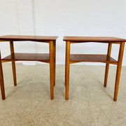 Vintage Danish mid-century teak and oak bedside tables by Næstved Møbelfabrik