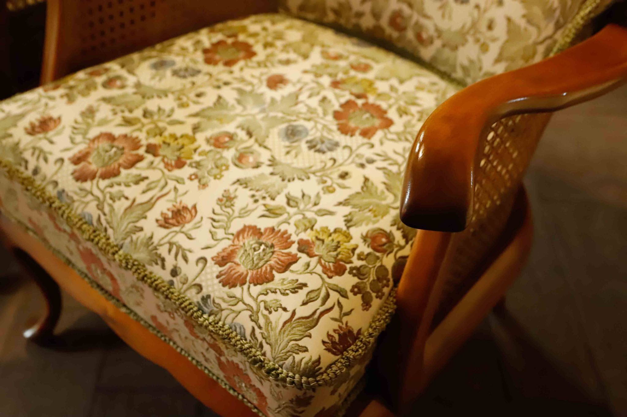 Set of 2 German Chippendale Cane Armchairs by Adolf Wrenger