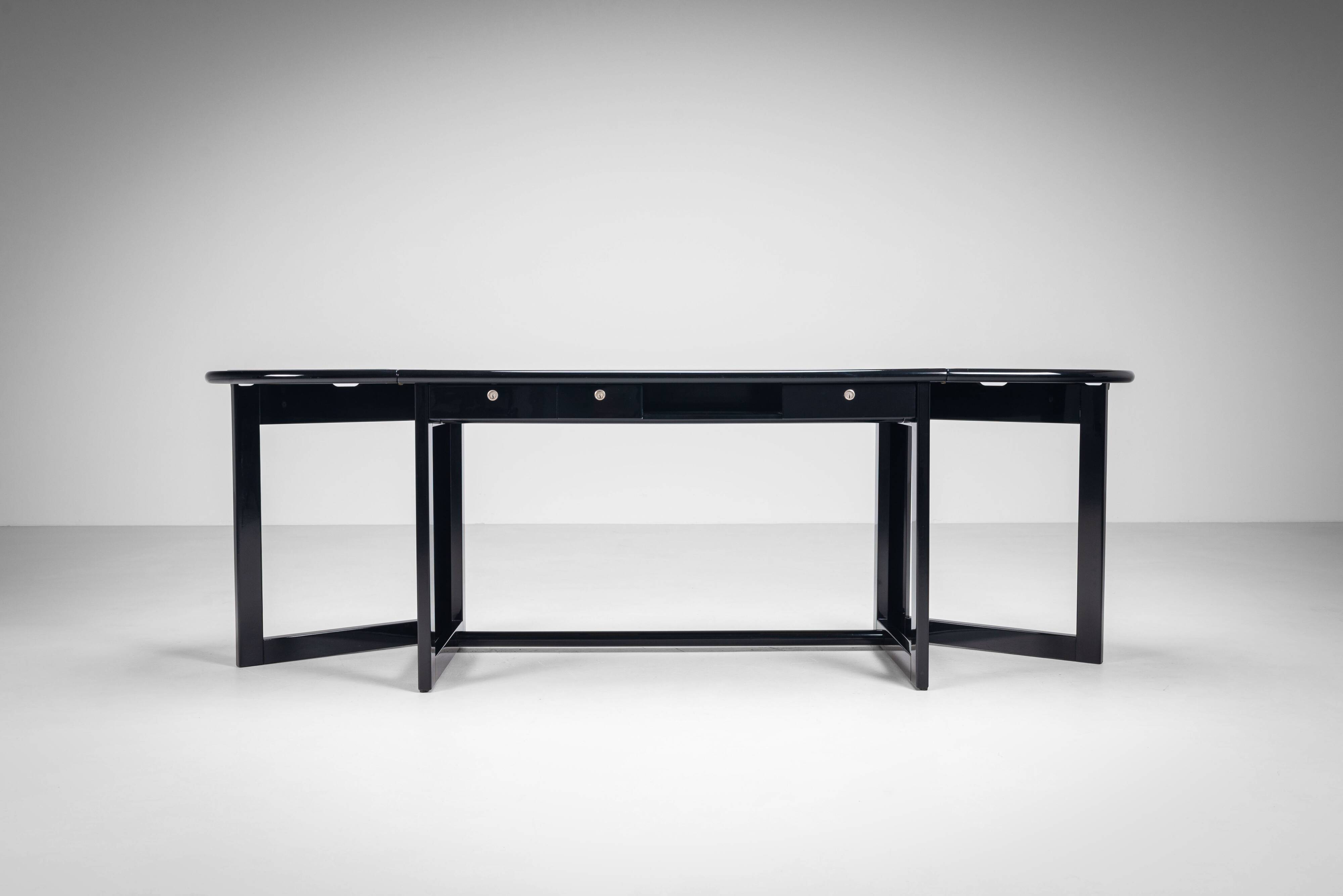 Augusto Savini rare drop leaf desk with Pamplona chair for Pozzi Italy