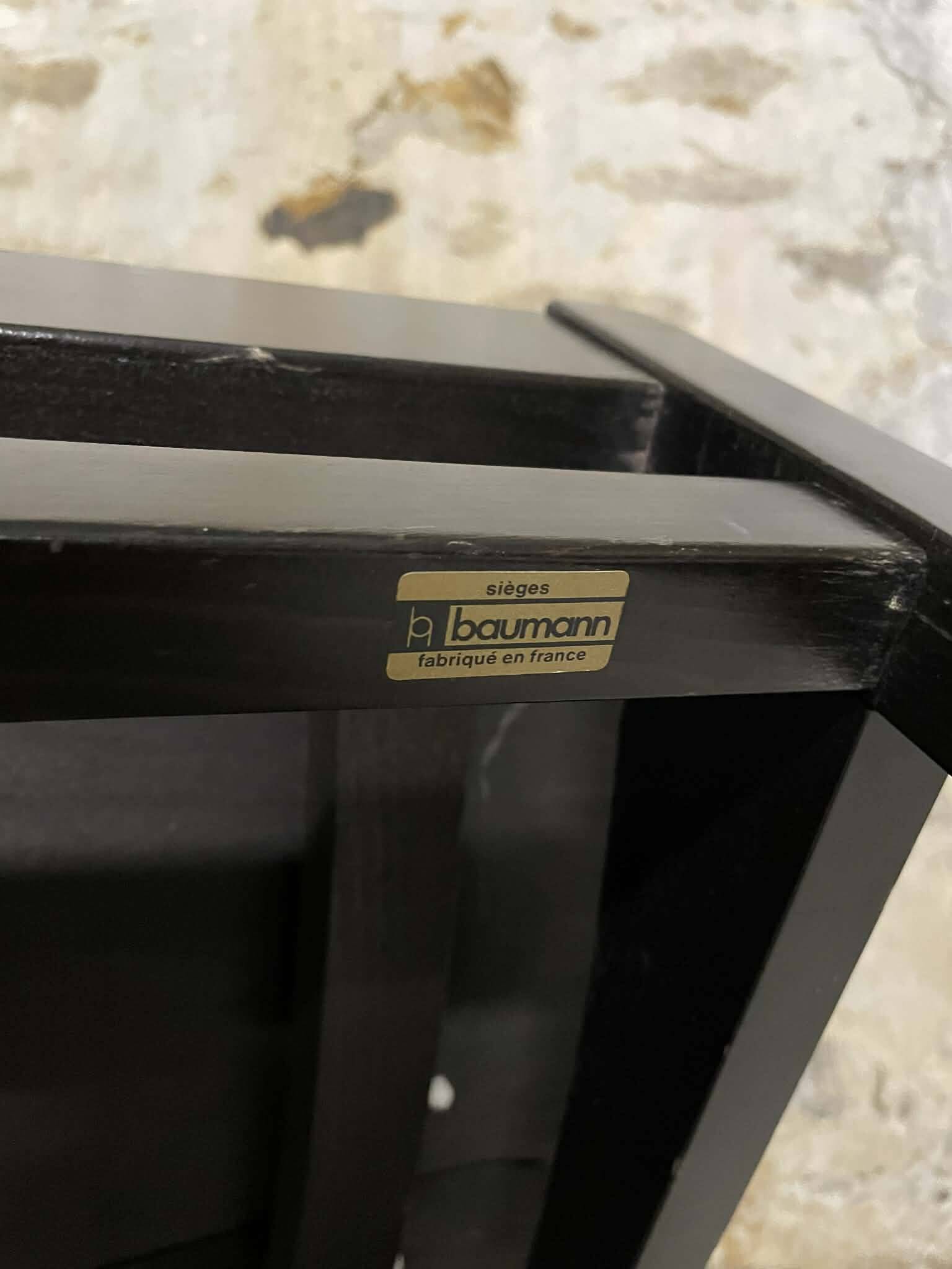 Fauteuil Baumann Argos vintage en bois noir
