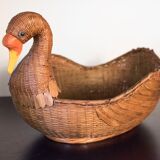 Wicker basket in the shape of a duck