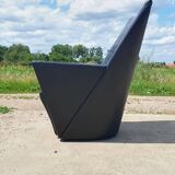 Vintage chair black leather Armilla Arflex Burkhard Voghterr