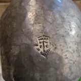 Vintage French green glass and pewter carafe - 1930s handcrafted bottle with stopper