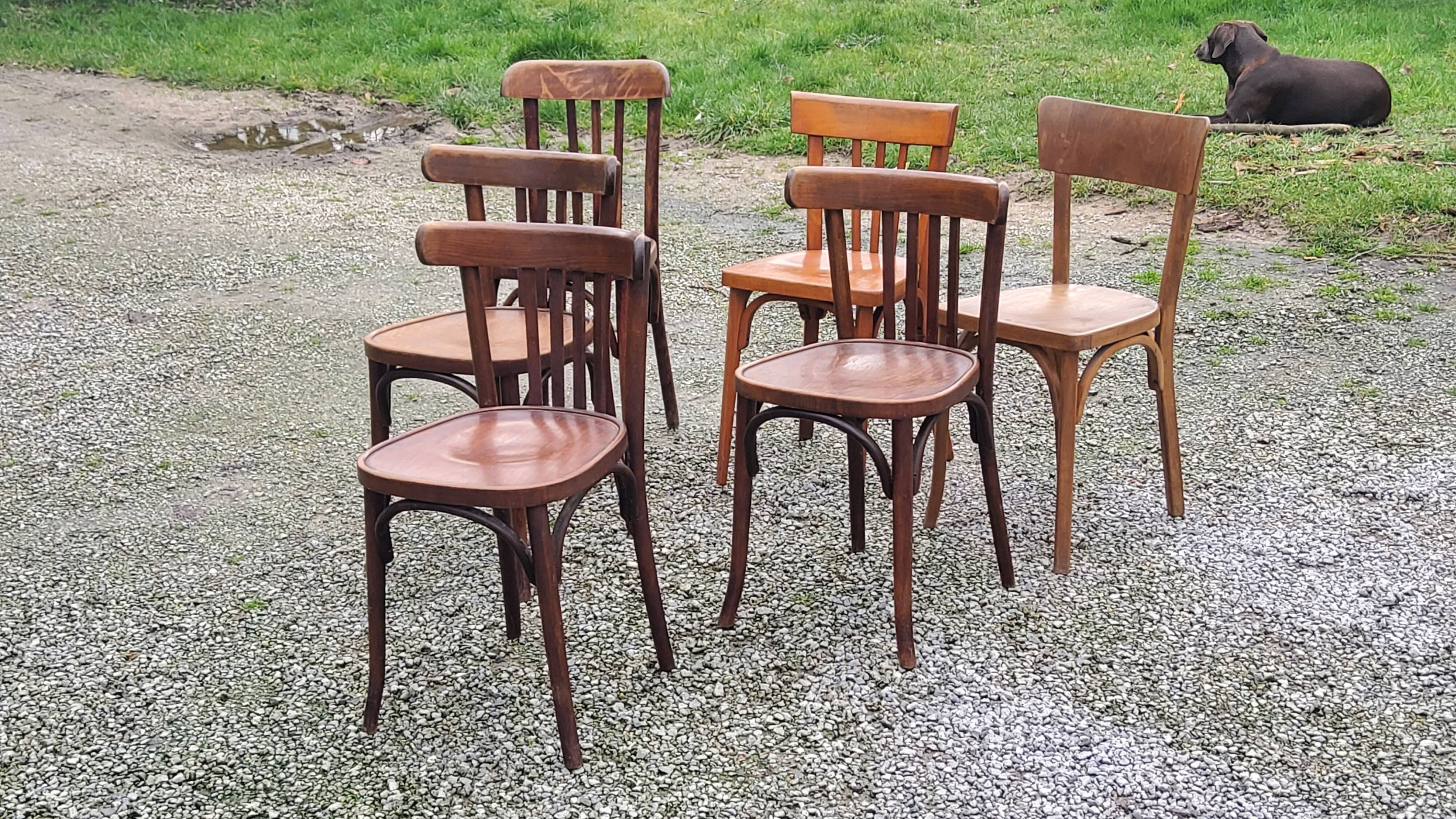 Set of 6 old bistro chairs Baumann and others