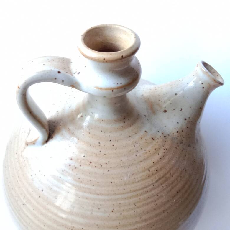 Cargoulette Pitcher Jug beige speckled Signed Grès du Marais 23 cm