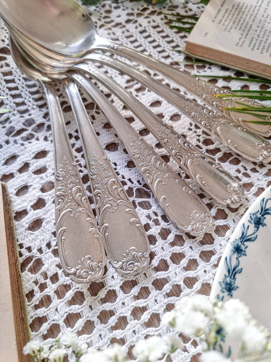 6 silver-plated soup spoons, 84gr, 1940