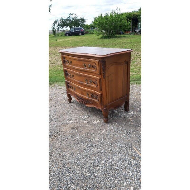 19th Century Walnut and Brass Commode, 3 Drawers