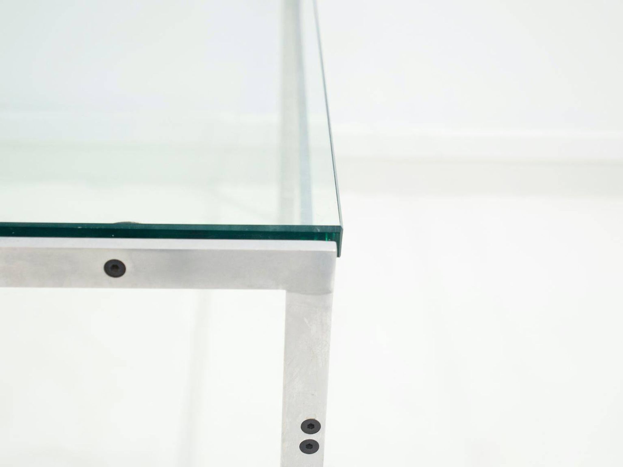 Table basse en acier et verre de Preben Fabricius et Jørgen Kastholm