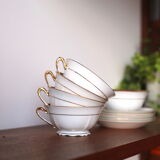 Vintage coffee cups made of fine Limoges porcelain - Raspberry and golden décor