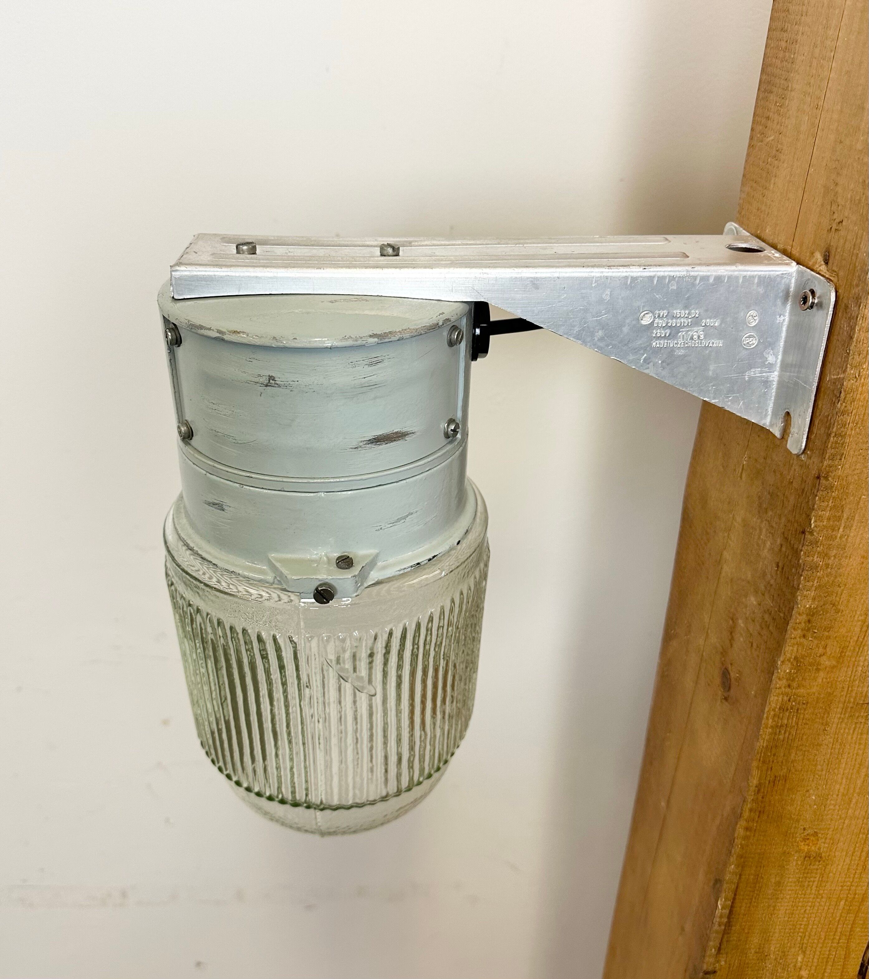 Industrial Aluminium Wall Light with Ribbed Glass from Elektrosvit, 1970s