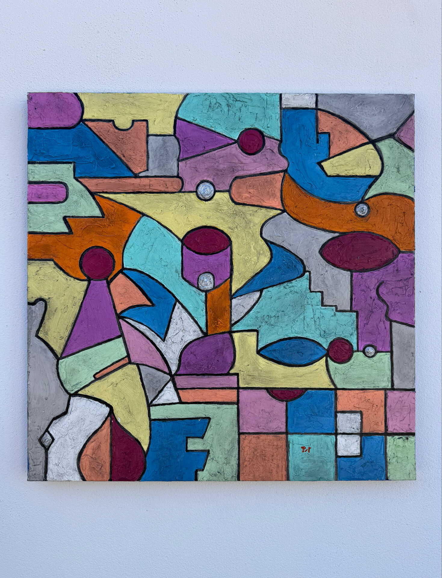 Abstract geometric coloured painting