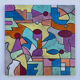 Abstract geometric coloured painting