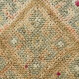 Sand Beige & Pink Turkish Vintage Runner Rug, 80x413Cm