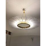 Contemporary Venied-White "Marguerite" Murano Style Glass Gold Chandelier