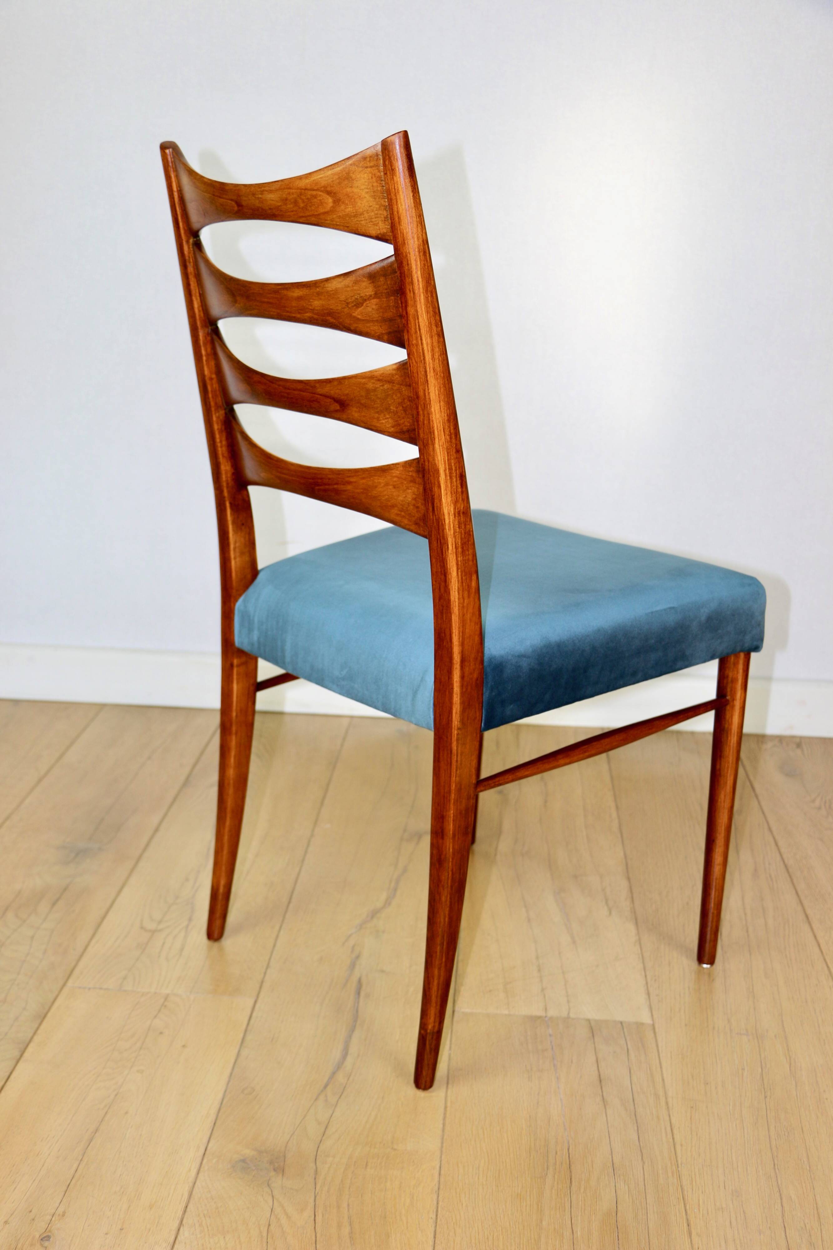 Danish vintage chairs blue turquoise vintage - set of 4 - great set