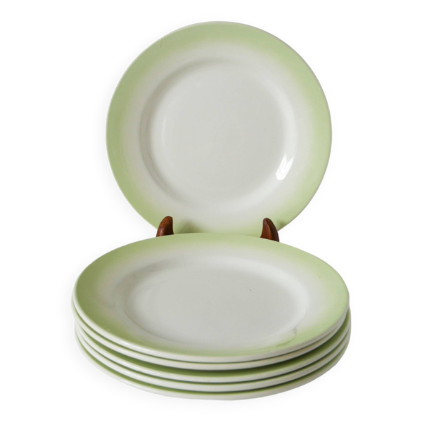 Lot de 6 assiettes à dessert tie & dye couleur verte, 1960