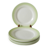 Set of 6 Tie & Dye green dessert plates, 1960