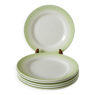 Set of 6 Tie & Dye green dessert plates, 1960