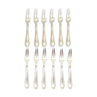 12 orbrille silver metal snail forks