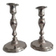 Pair of silver-plated metal candlesticks