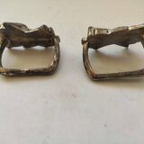 2 ronds de serviette metal argente 70'S