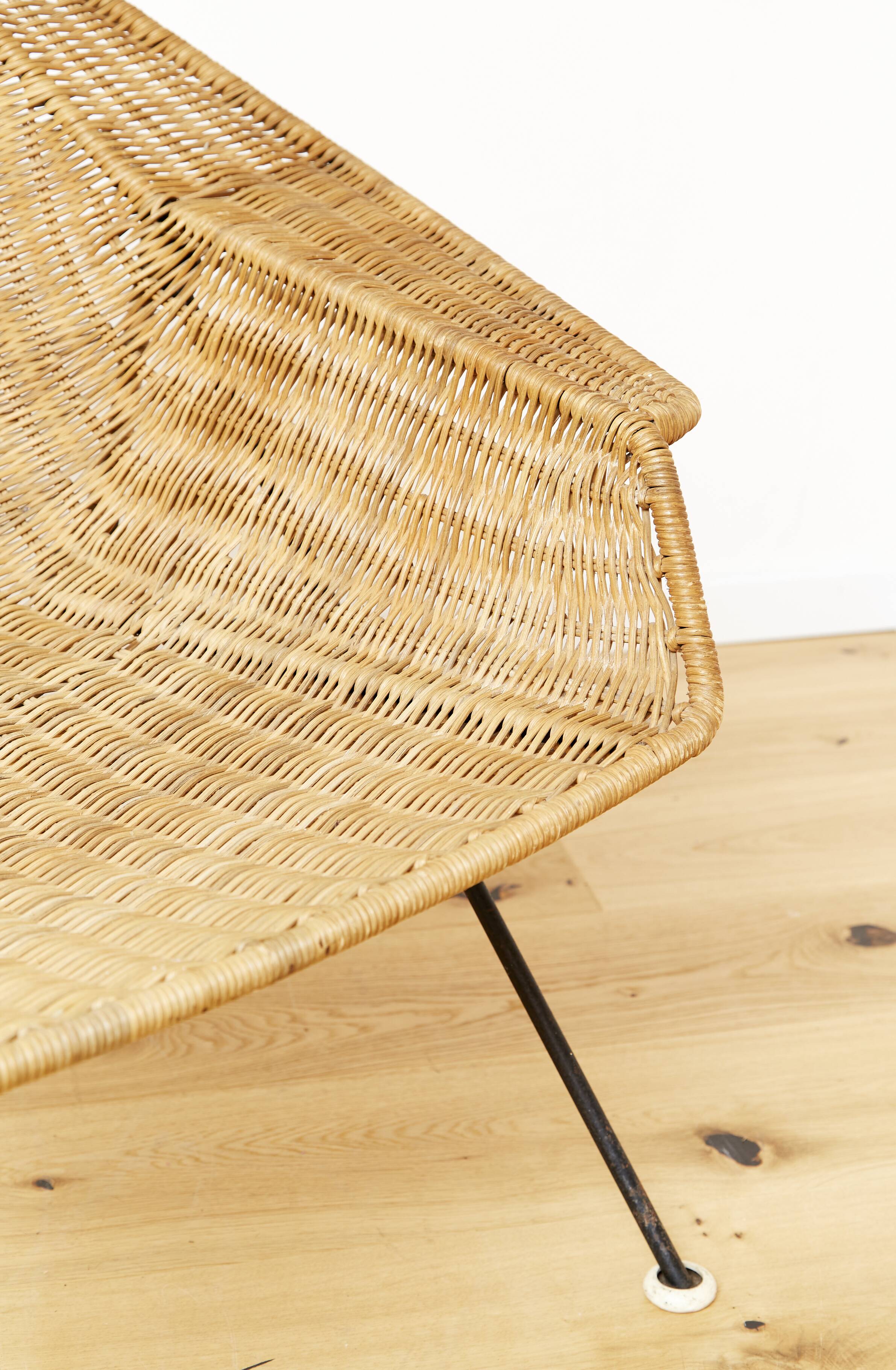 Mid-Century Rattan Lounge Chair