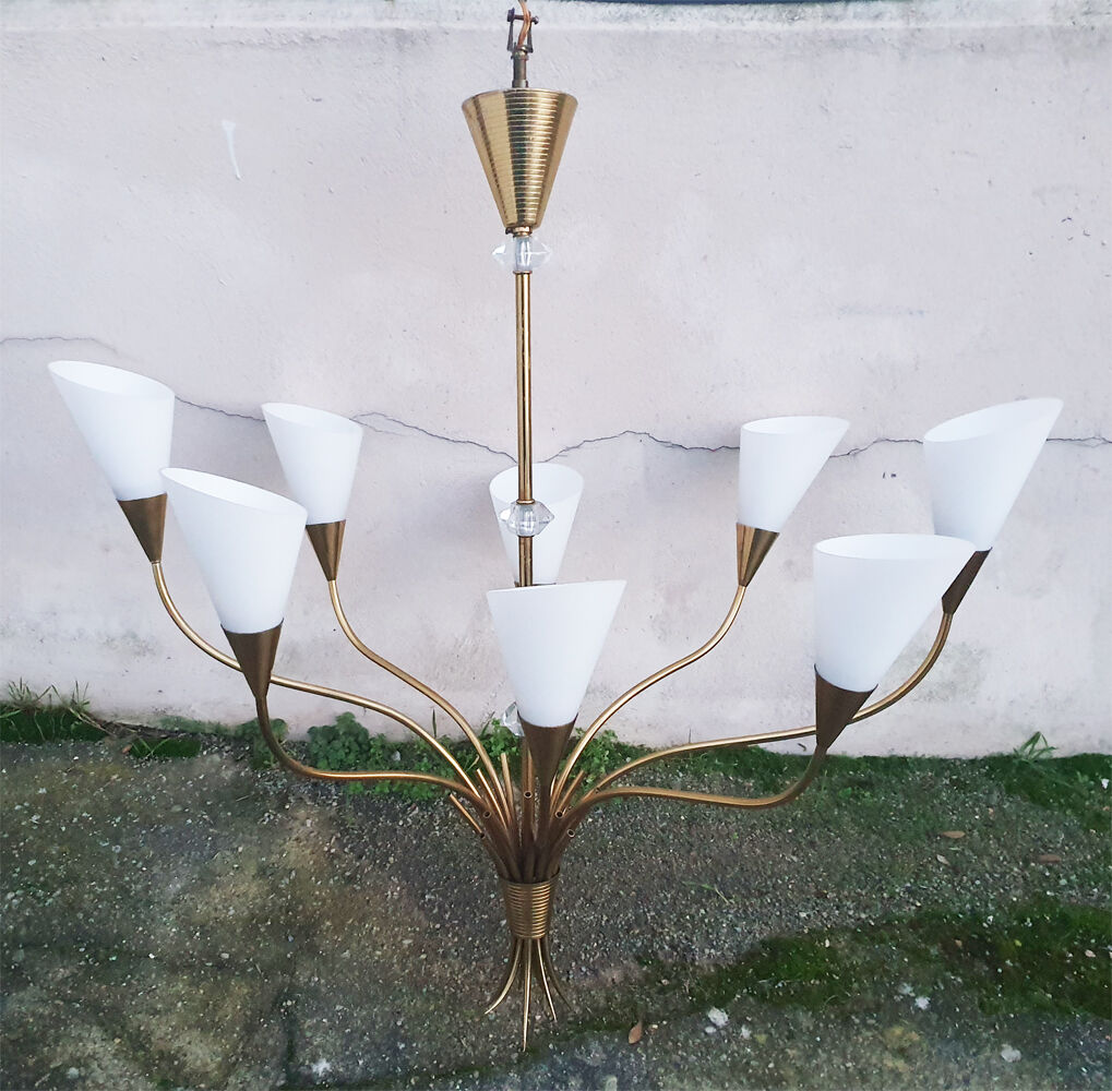 Hanging lamp and sonces "Arum" Arlus, Paris, 1957, modernist, creation Jean Royère
