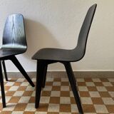 90s designer chairs in lacquered curved wood (X2)