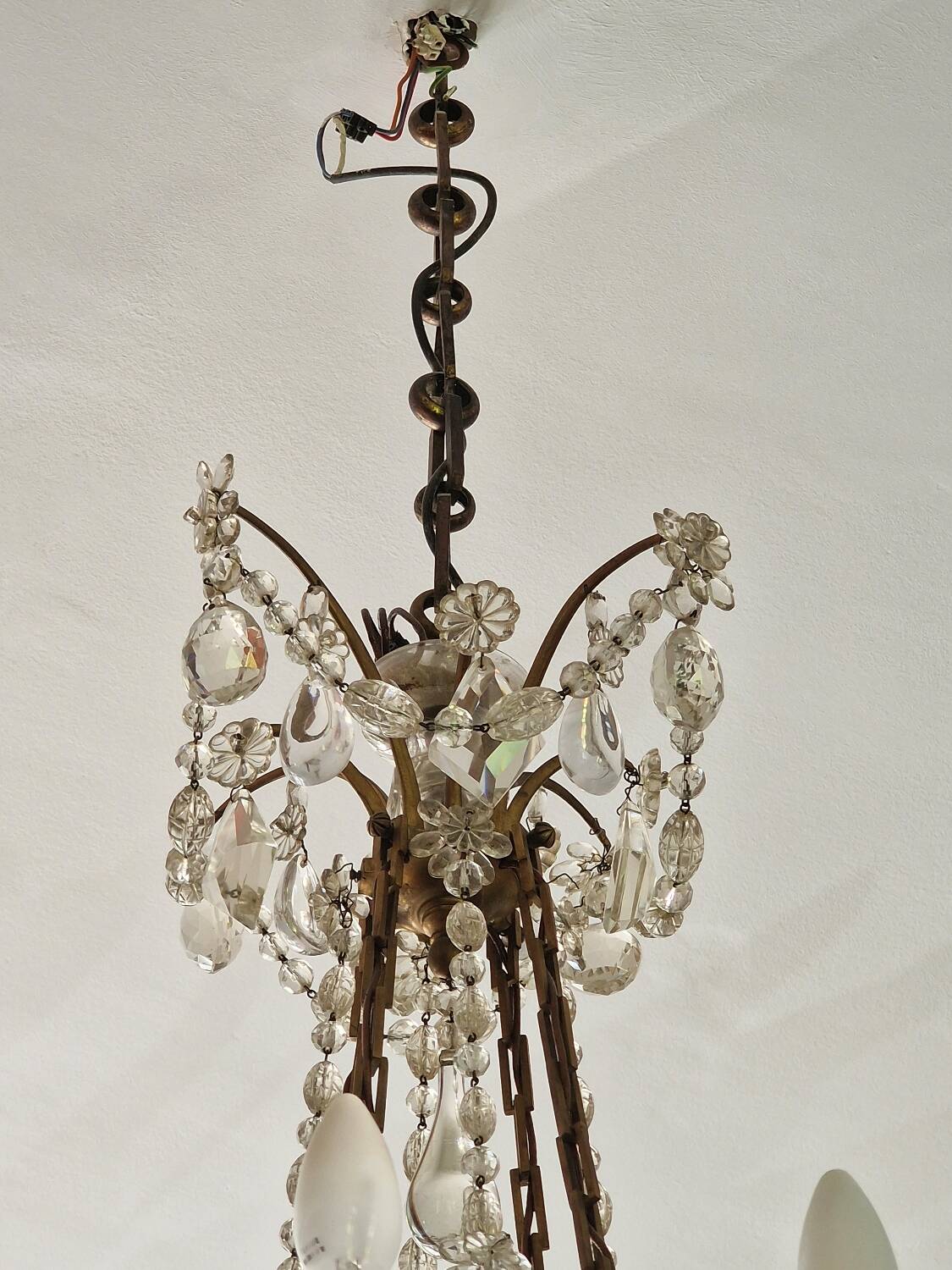 Old large chandelier with baccarat crystal tassels