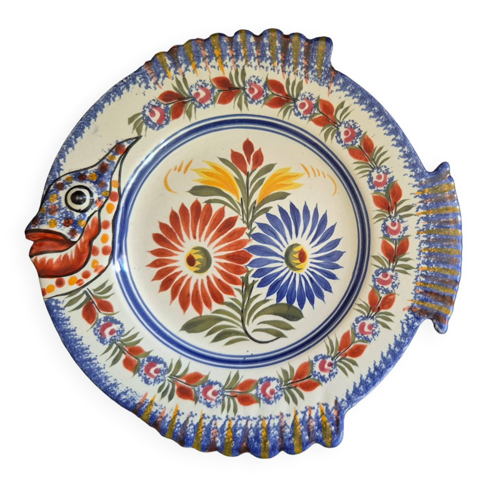 Assiette Poisson Quimper Henriot signée