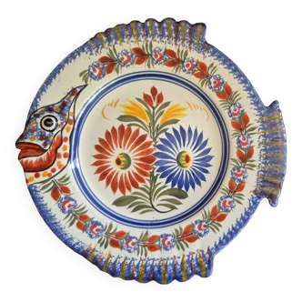 Assiette Poisson Quimper Henriot signée
