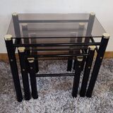 Tables gigognes en verre trempé Yves Boutboul 70'