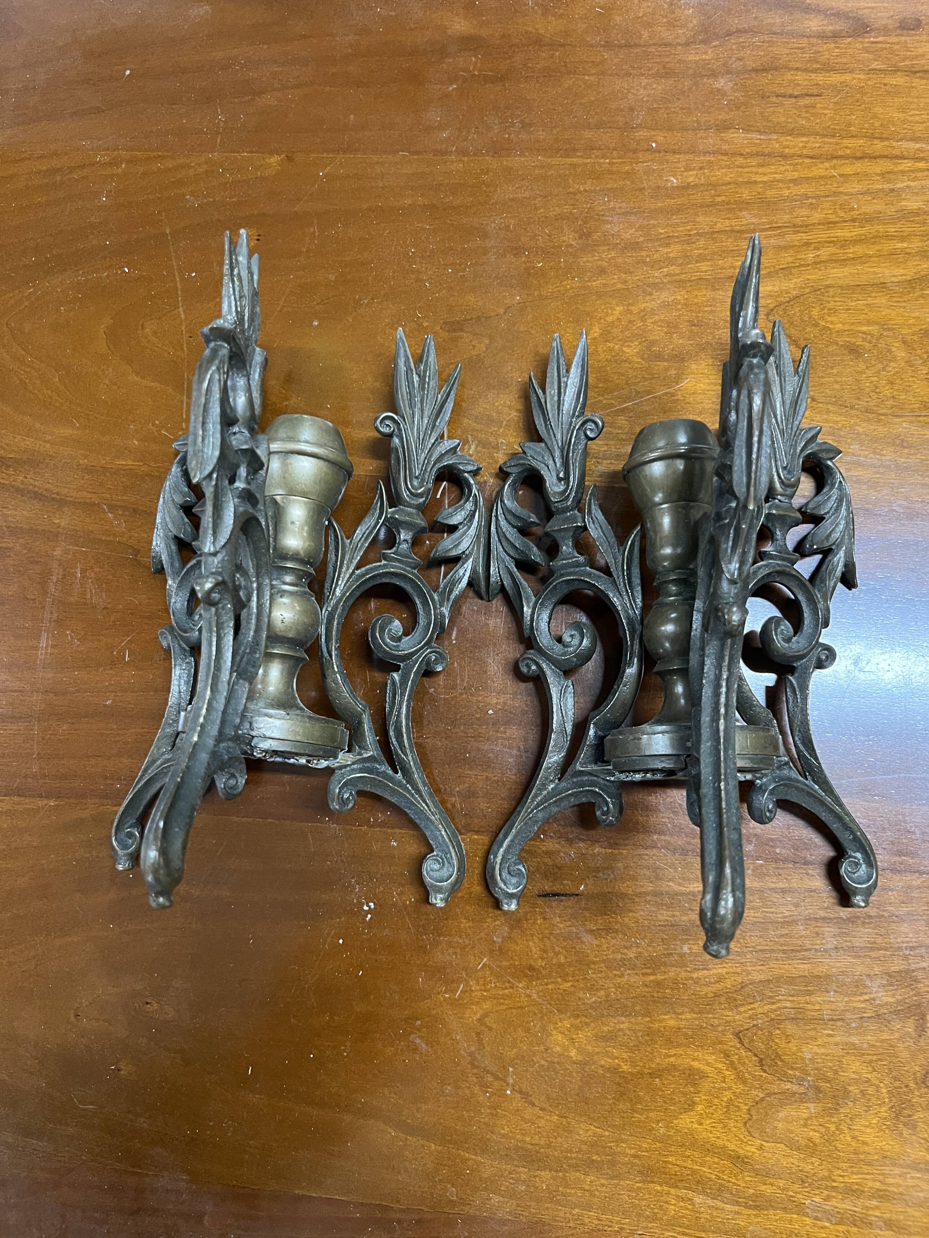 Pair of bronze candlesticks