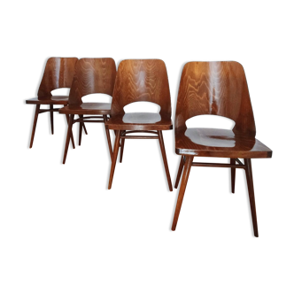 Ensemble de quatre chaises par O. Haerdtl pour Ton Tchécoslovaquie, années 1960