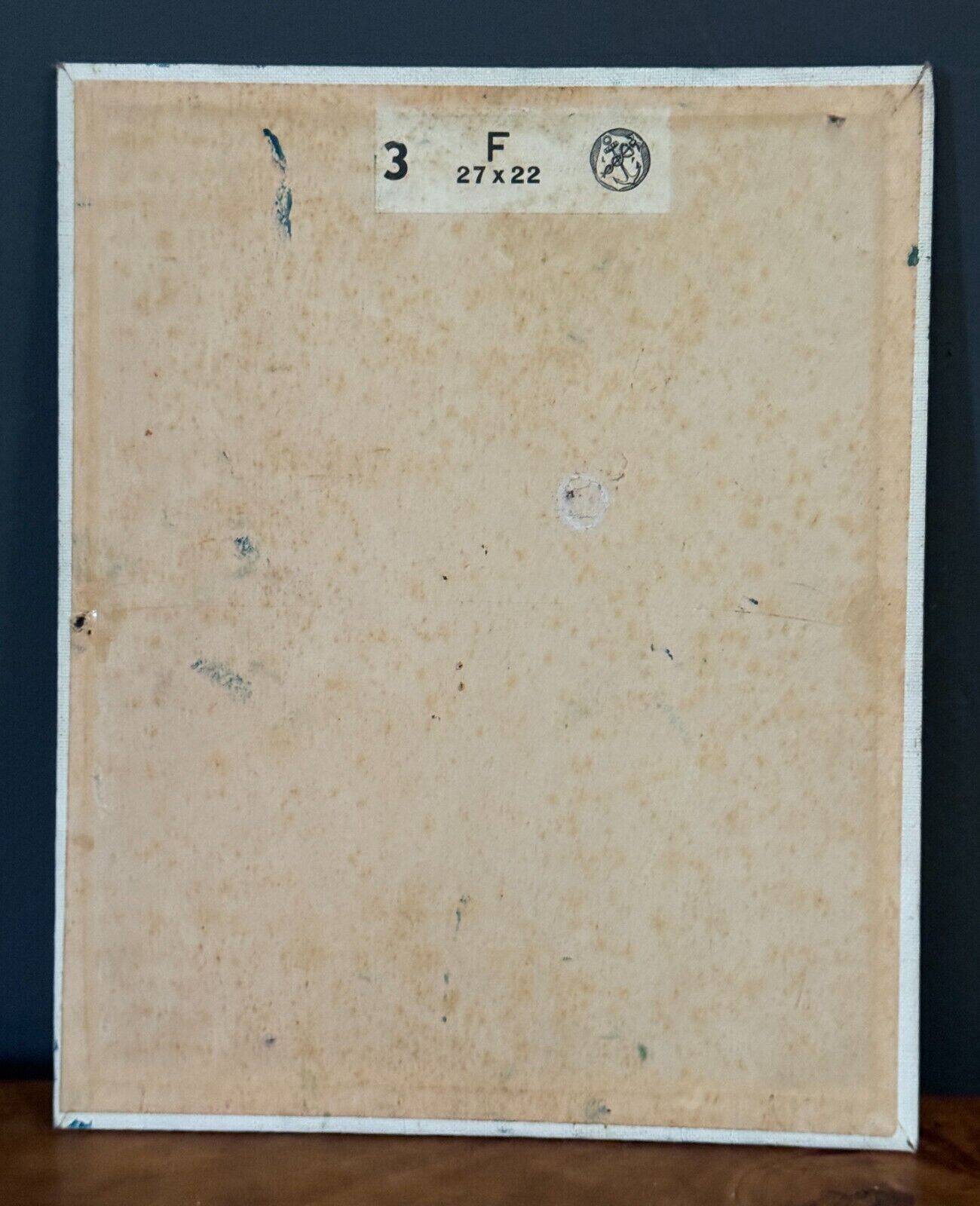 Oil on cardboard by Gérard Guéguéniat 1956 representing a village