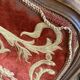 Antique fireplace screen in carved wood and embroidered velvet, Napoleon III.